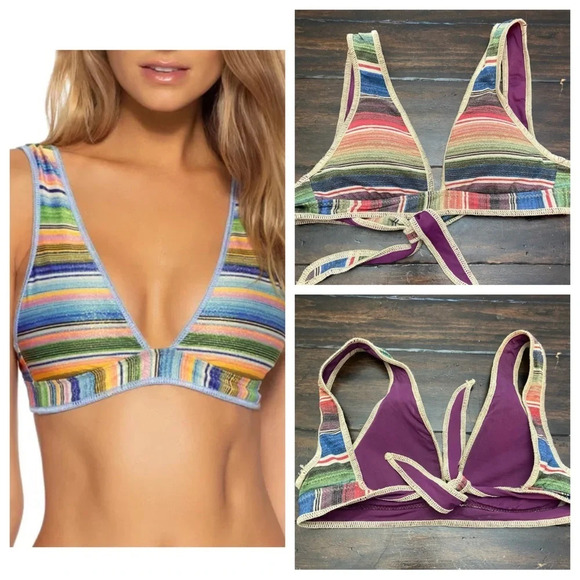 Becc by Rebecca virtue East Village Metallic Striped Bikini Top 28686 - Picture 1 of 8
